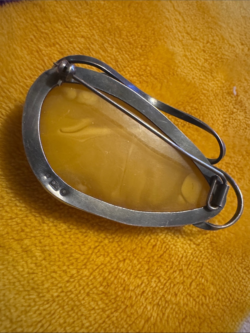 Antique Baltic Amber Eggyoke Teardrop Brooch Pin -925 silver - Picture 6 of 8